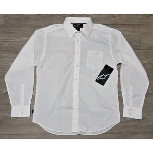 Alpinestars Time Machine Button Down Shirt Long Sleeve White Mens Large New NWT